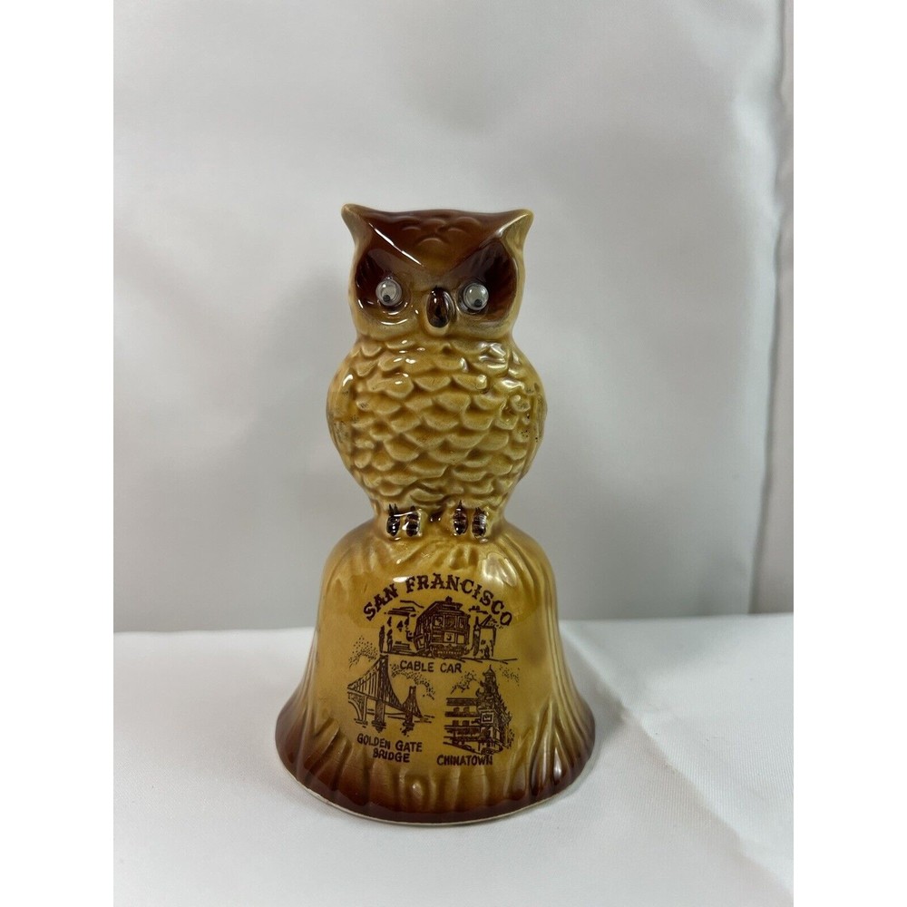 Vintage Souvenir Owl Bell San Francisco Made In Japan Ceramic 4” EUC‎